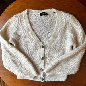 The Kooples Paris Cropped Mohair Sweater with Heart Buttons size 1